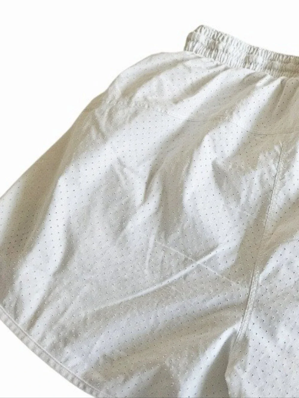 Lululemon Women's White Athletic Shorts with Black Waistband